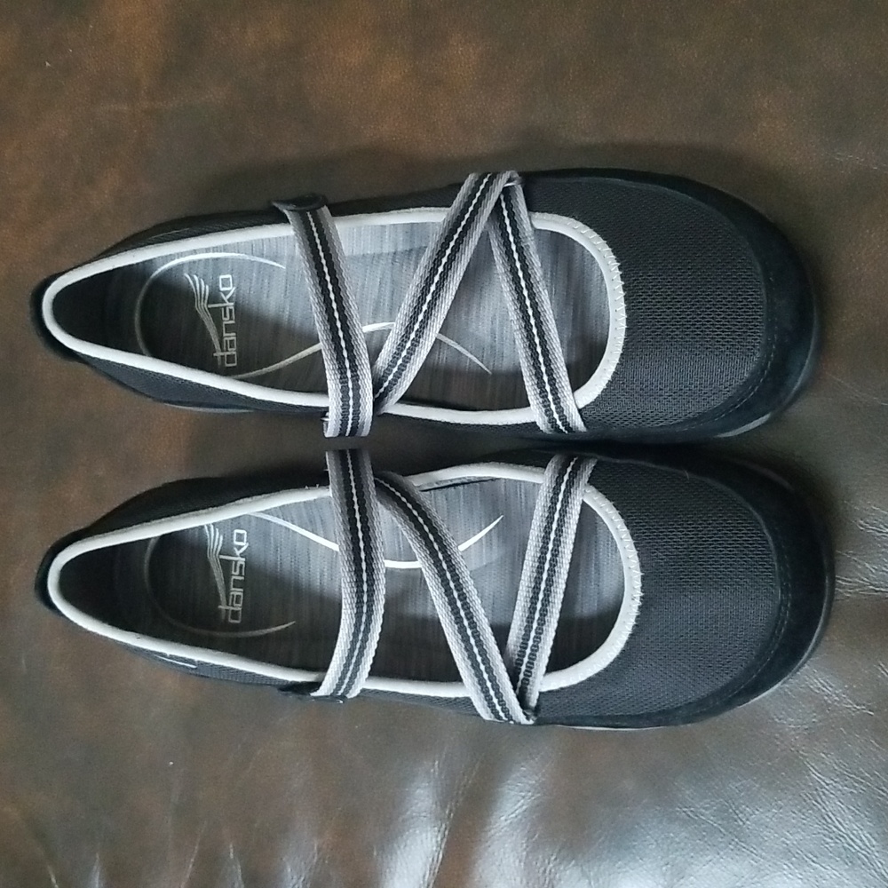 Dansko Hazel Black & Grey Strappy Mary Janes Casual Shoes Size 39